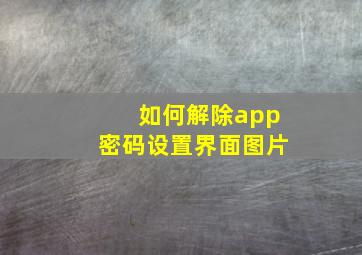 如何解除app密码设置界面图片