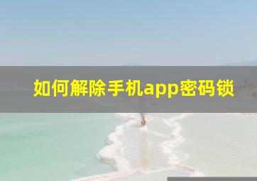 如何解除手机app密码锁