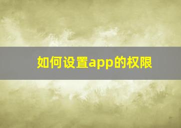 如何设置app的权限