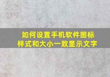 如何设置手机软件图标样式和大小一致显示文字