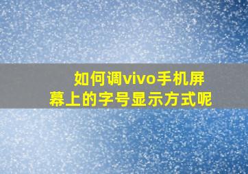 如何调vivo手机屏幕上的字号显示方式呢