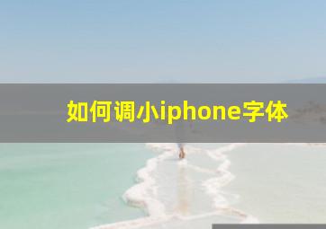 如何调小iphone字体