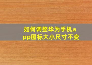 如何调整华为手机app图标大小尺寸不变