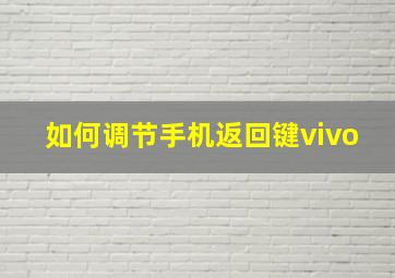 如何调节手机返回键vivo