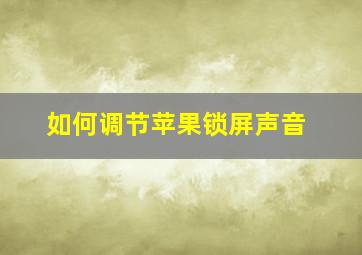 如何调节苹果锁屏声音