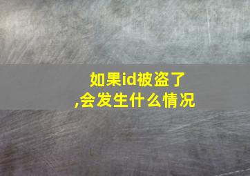 如果id被盗了,会发生什么情况