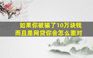 如果你被骗了10万块钱而且是网贷你会怎么面对