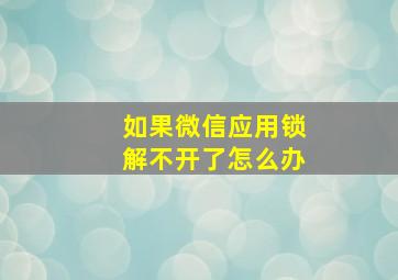 如果微信应用锁解不开了怎么办