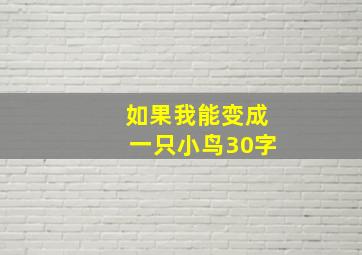 如果我能变成一只小鸟30字