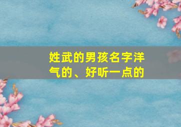 姓武的男孩名字洋气的、好听一点的