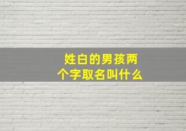 姓白的男孩两个字取名叫什么