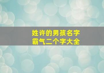 姓许的男孩名字霸气二个字大全