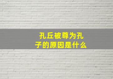 孔丘被尊为孔子的原因是什么