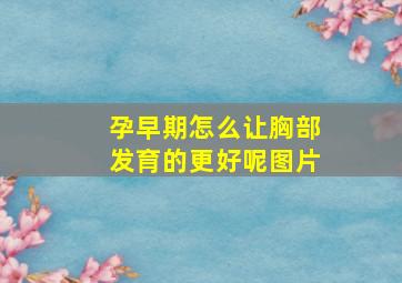 孕早期怎么让胸部发育的更好呢图片