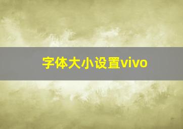 字体大小设置vivo