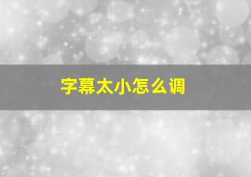 字幕太小怎么调