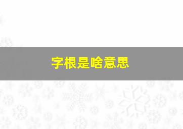 字根是啥意思