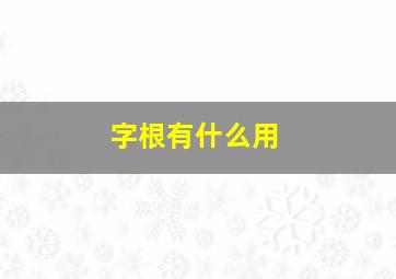 字根有什么用