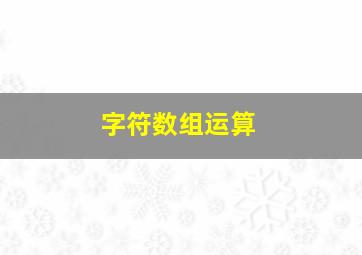 字符数组运算