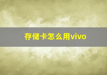 存储卡怎么用vivo