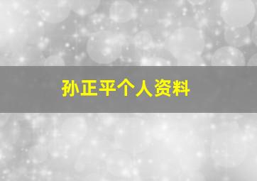 孙正平个人资料