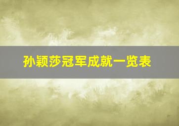 孙颖莎冠军成就一览表