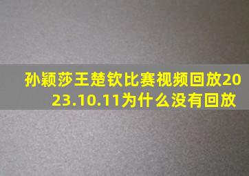 孙颖莎王楚钦比赛视频回放2023.10.11为什么没有回放