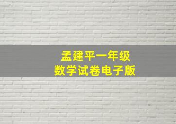 孟建平一年级数学试卷电子版