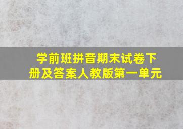 学前班拼音期末试卷下册及答案人教版第一单元