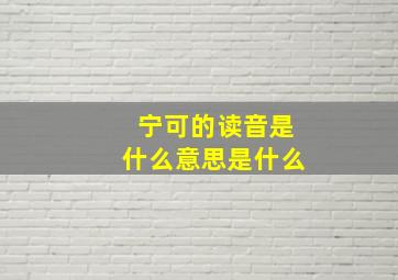 宁可的读音是什么意思是什么