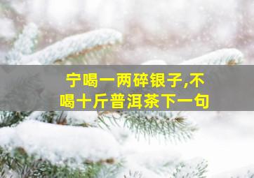 宁喝一两碎银子,不喝十斤普洱茶下一句