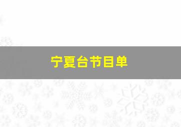 宁夏台节目单