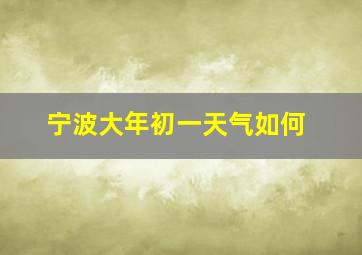 宁波大年初一天气如何