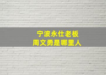 宁波永仕老板周文勇是哪里人