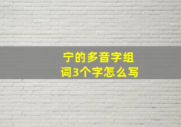 宁的多音字组词3个字怎么写