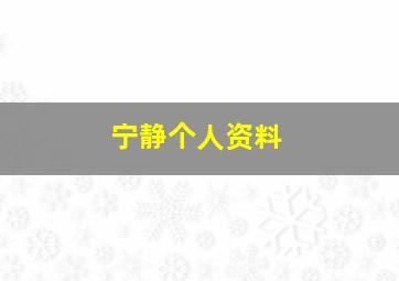 宁静个人资料