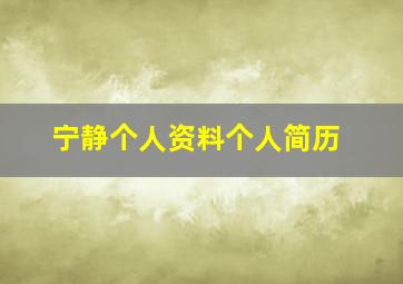 宁静个人资料个人简历