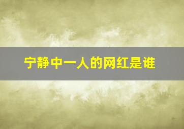 宁静中一人的网红是谁