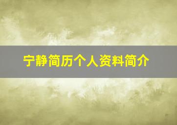 宁静简历个人资料简介