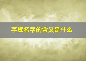 宇辉名字的含义是什么