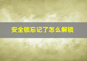 安全锁忘记了怎么解锁