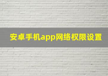 安卓手机app网络权限设置