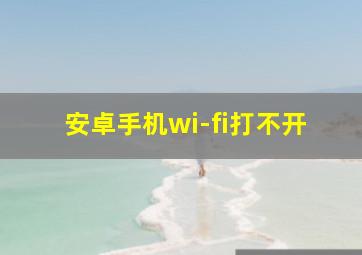 安卓手机wi-fi打不开