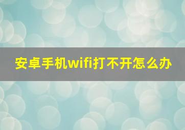 安卓手机wifi打不开怎么办