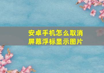 安卓手机怎么取消屏幕浮标显示图片