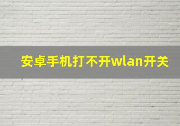 安卓手机打不开wlan开关