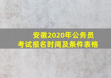 安徽2020年公务员考试报名时间及条件表格