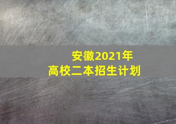 安徽2021年高校二本招生计划