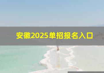 安徽2025单招报名入口