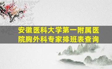 安徽医科大学第一附属医院胸外科专家排班表查询